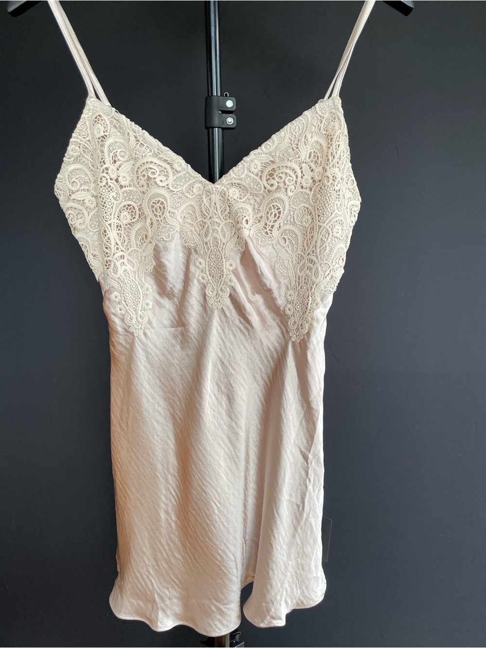 Lulus Maylene Champagne Satin Lace Slip Mini Dress New With Tags M